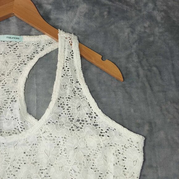 Maurices Women's XXL White Boho Lacy Conquette Preppy Babydoll Fairy Tank Top - Picture 4 of 9